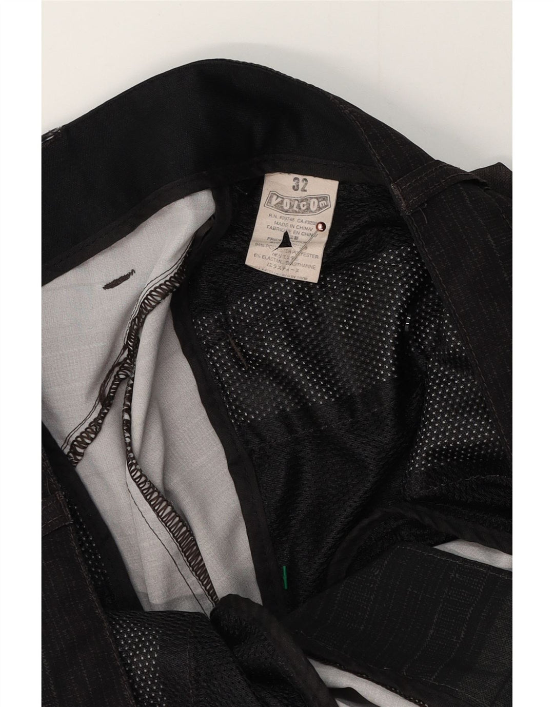 Shorts cargo masculino VOLCOM W32 grande poliéster listrado cinza