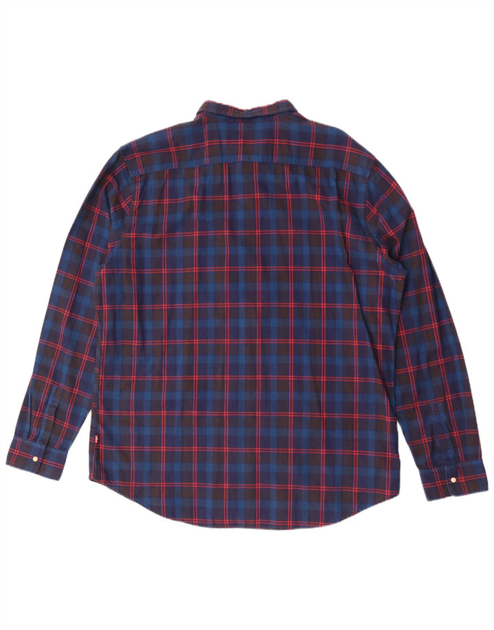 Camisa masculina Levi's 2XL algodão xadrez azul