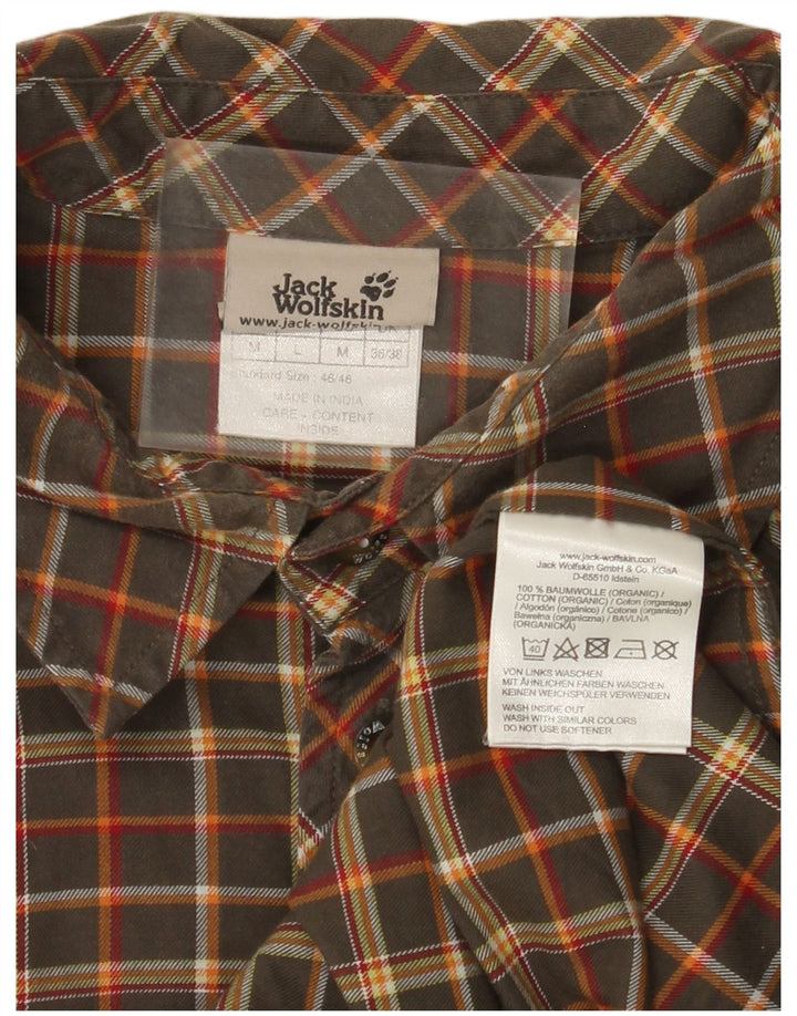Camisa masculina de flanela JACK WOLFSKIN Reino Unido 36/38 algodão xadrez médio cáqui