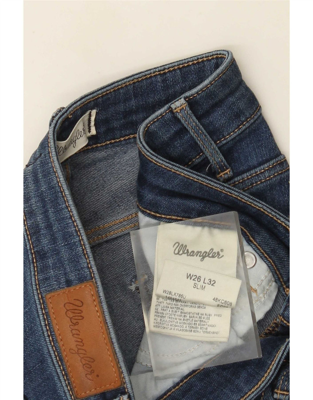 Jeans Wrangler feminino slim W26 L32 algodão azul