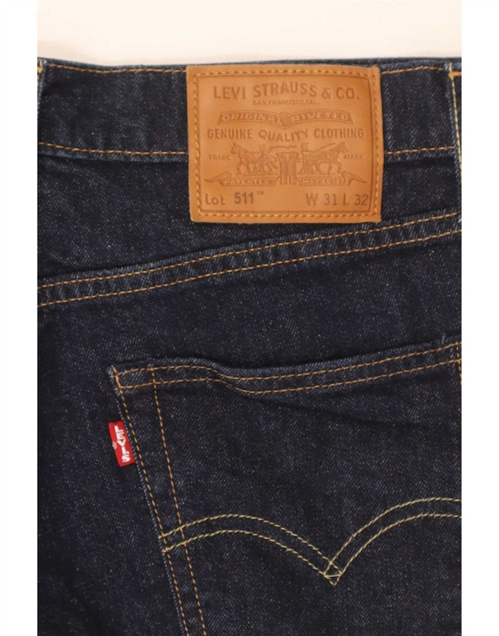 Levi's Masculino 511 Slim Jeans W31 L32 Azul Marinho Algodão