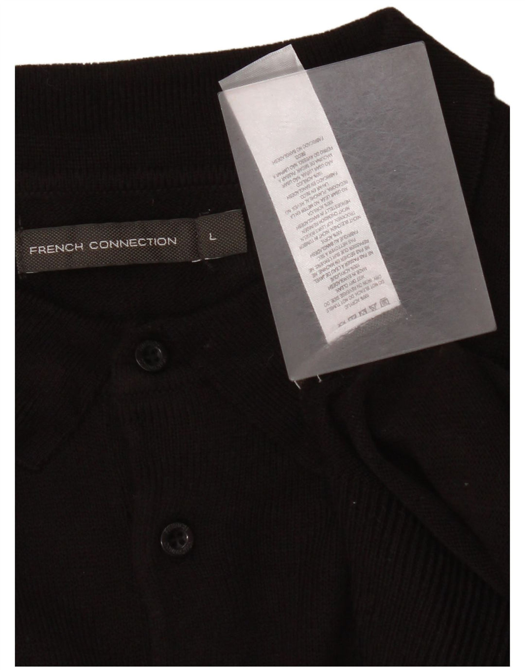 Suéter de jumper com pescoço em polo masculino French Connection grande acrílico preto