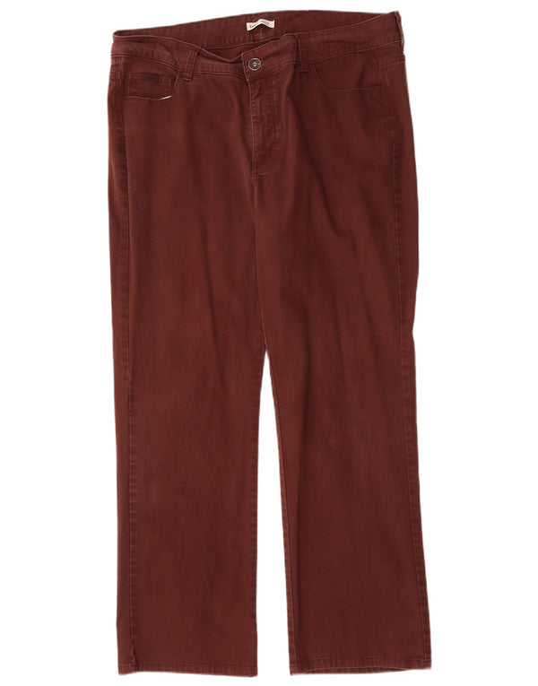 LEE Womens Straight Casual Trousers US 18 2XL W38 L30 Burgundy Cotton