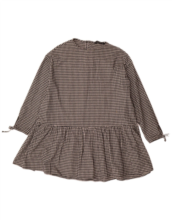 Vestido básico feminino Zara manga 3/4 oversized Reino Unido 10 pequeno preto guingão