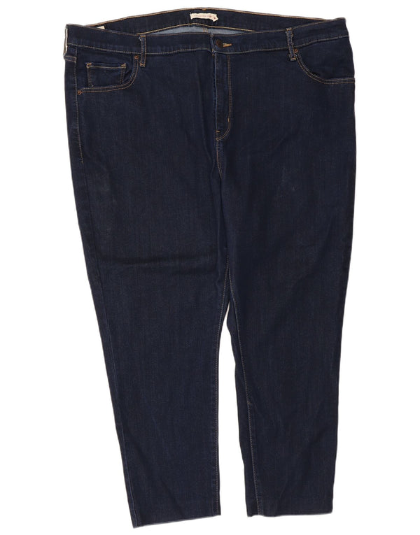 Calça jeans feminina Levi's 721 High Rise Crop Skinny EUA 24 4XL W42 L24 Azul marinho