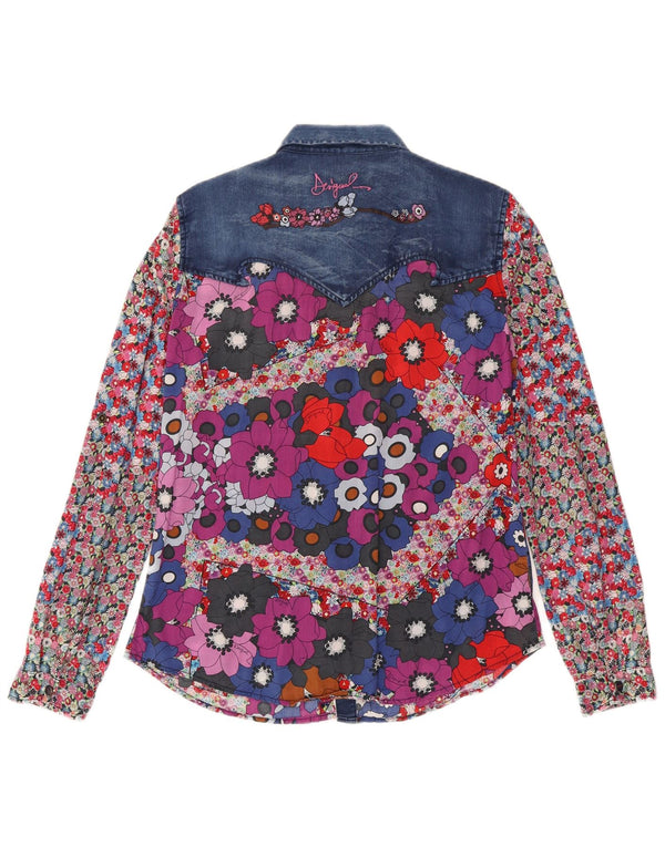 Camisa feminina de manga comprida Desigual Reino Unido 16 grande boêmia floral multicolorida