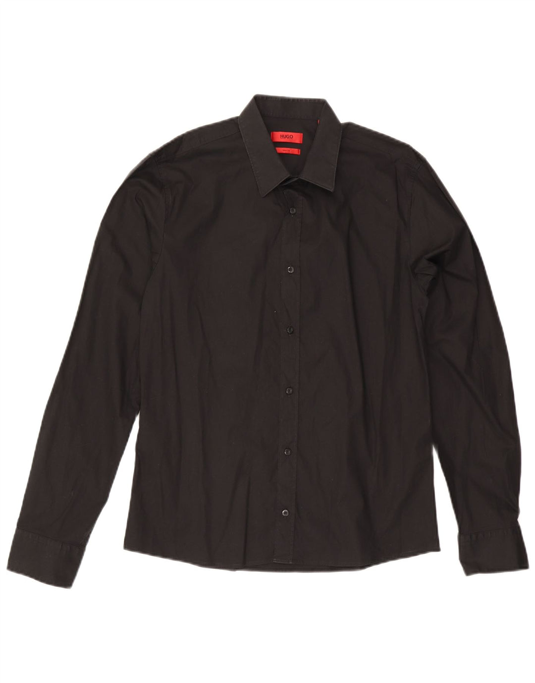Camisa Slim Fit Masculina Hugo Boss Algodão Preto Médio