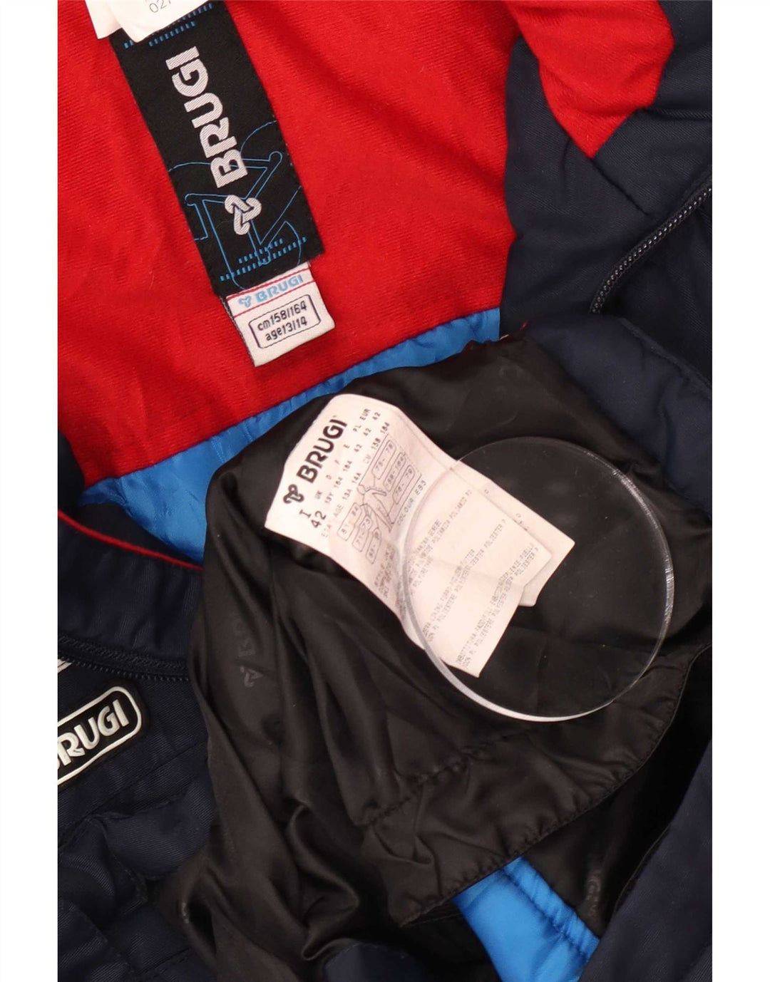 Jaqueta de esqui com capuz para meninos Brugi 13-14 anos azul marinho Colourblock poliamida