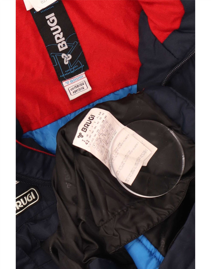 Jaqueta de esqui com capuz para meninos Brugi 13-14 anos azul marinho Colourblock poliamida