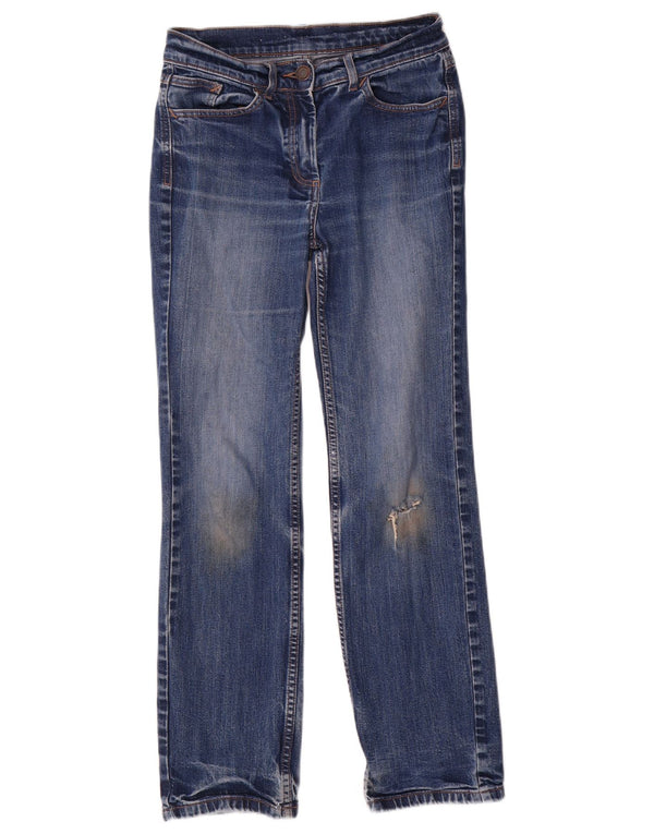 Jeans retos femininos Marks & Spencer Reino Unido 8 pequeno W26 L29 algodão azul