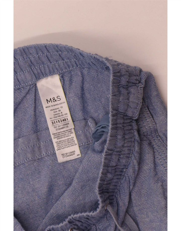 Shorts casuais femininos Marks & Spencer UK 12 médio W30 linho azul
