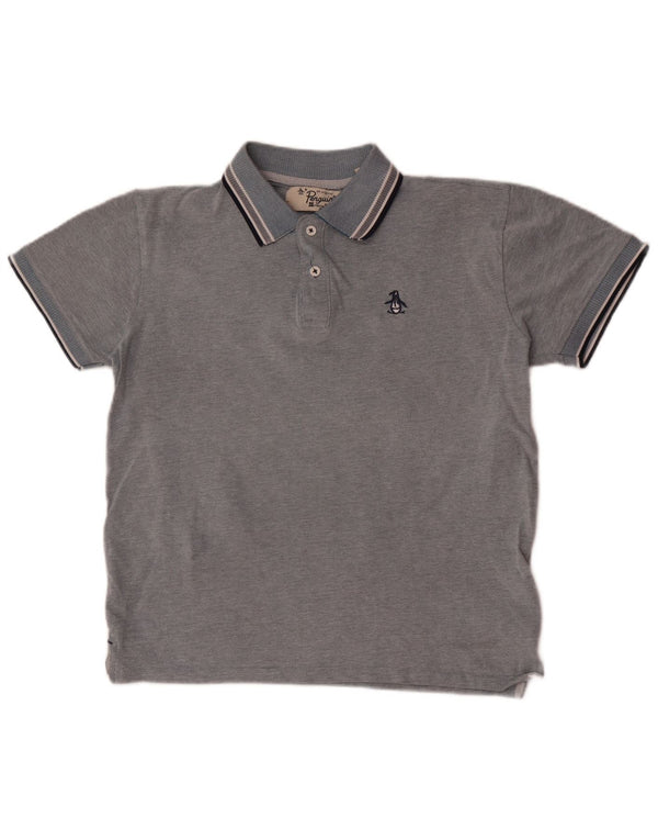 Camisa polo masculina Penguin Regular Fit algodão cinza médio