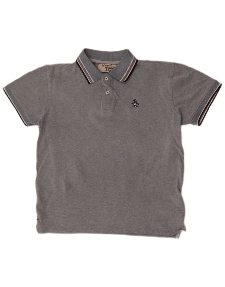 Camisa polo masculina Penguin Regular Fit algodão cinza médio