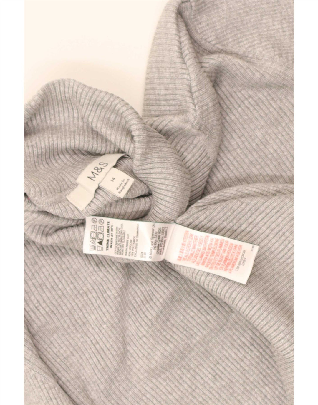 Suéter feminino Marks & Spencer com gola redonda Reino Unido 14 Viscose cinza médio