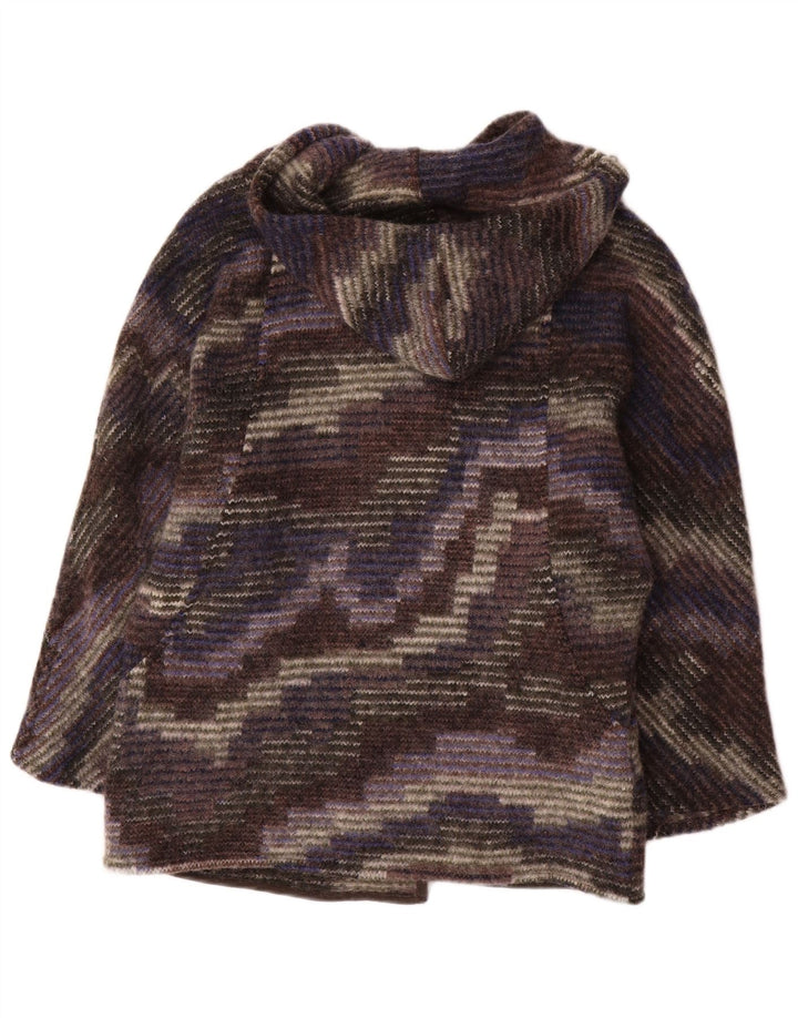 Sobretudo aberto com capuz feminino vintage Reino Unido 12 camuflagem multicolorida média