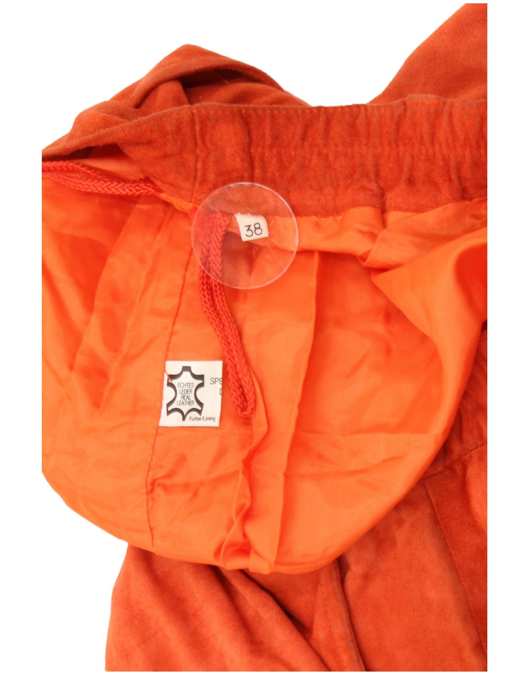 Shorts casuais femininos vintage de cintura alta UE 38 médio W26 couro laranja