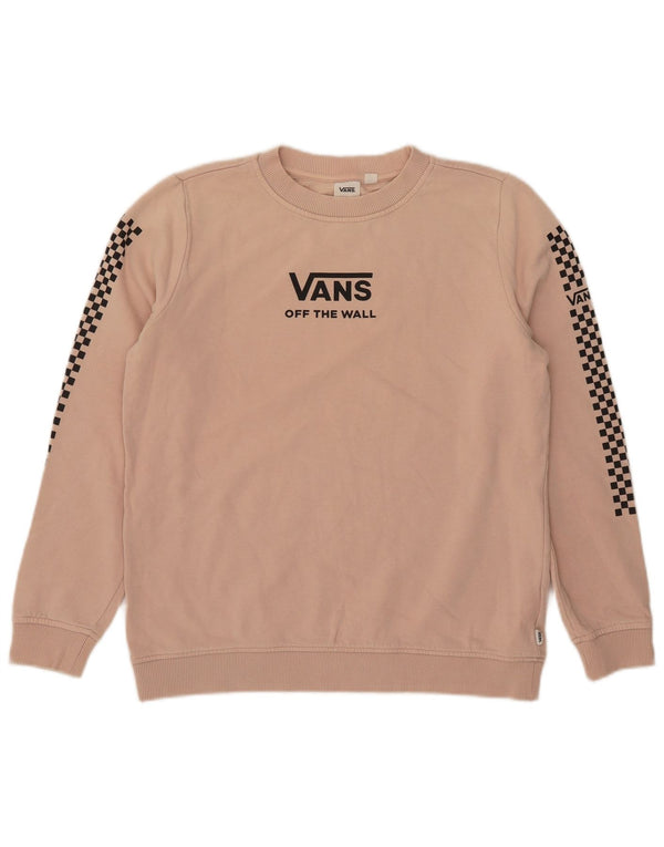 Vans feminino gráfico oversized moletom jumper UK 10 pequeno rosa