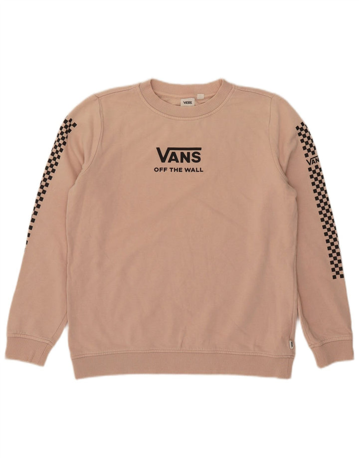 Vans feminino gráfico oversized moletom jumper UK 10 pequeno rosa