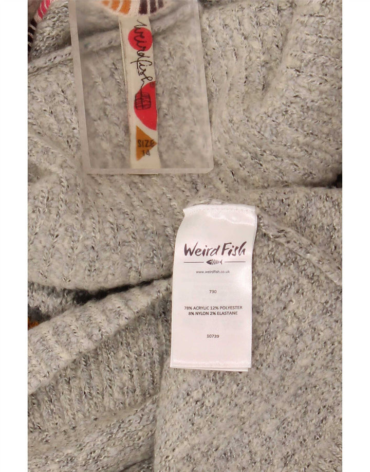 Suéter feminino Weird Fish com gola redonda Reino Unido 14 grande cinza Fair Isle