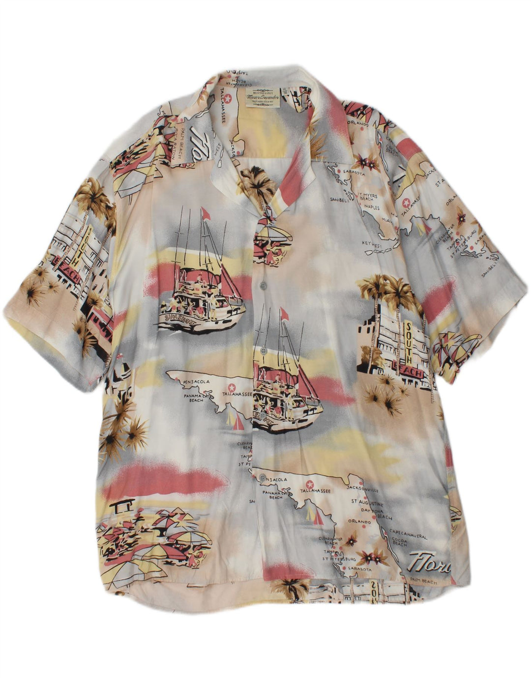 MAURO GESANDRO Camisa masculina de manga curta com padrão abstrato XL multicolorida