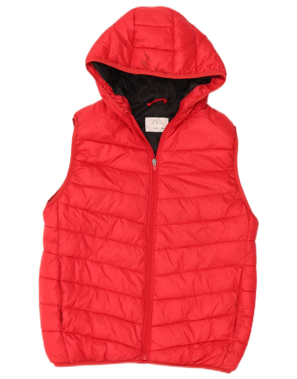 Colete acolchoado com capuz Zara Boys 13-14 anos nylon vermelho