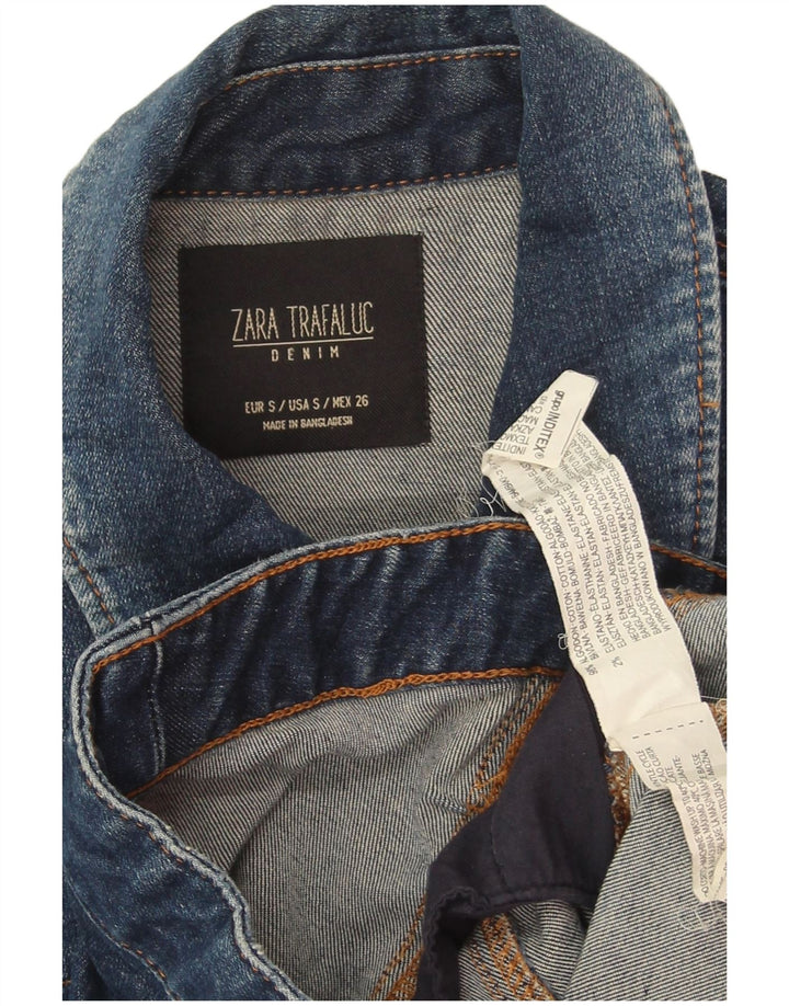 Jaqueta jeans feminina Zara UK 10 algodão azul pequeno