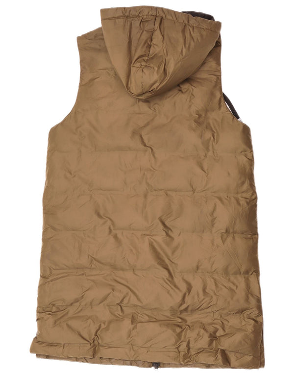 Zara Colete acolchoado com capuz e palangre feminino UK 14 poliéster cáqui médio
