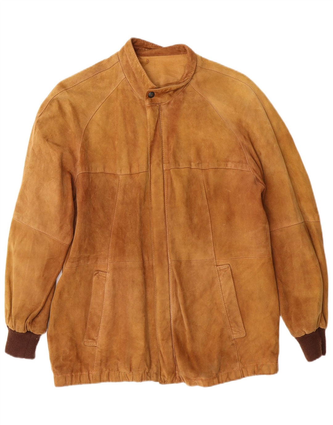 Jaqueta bomber feminina vintage de camurça Reino Unido 12 couro marrom médio
