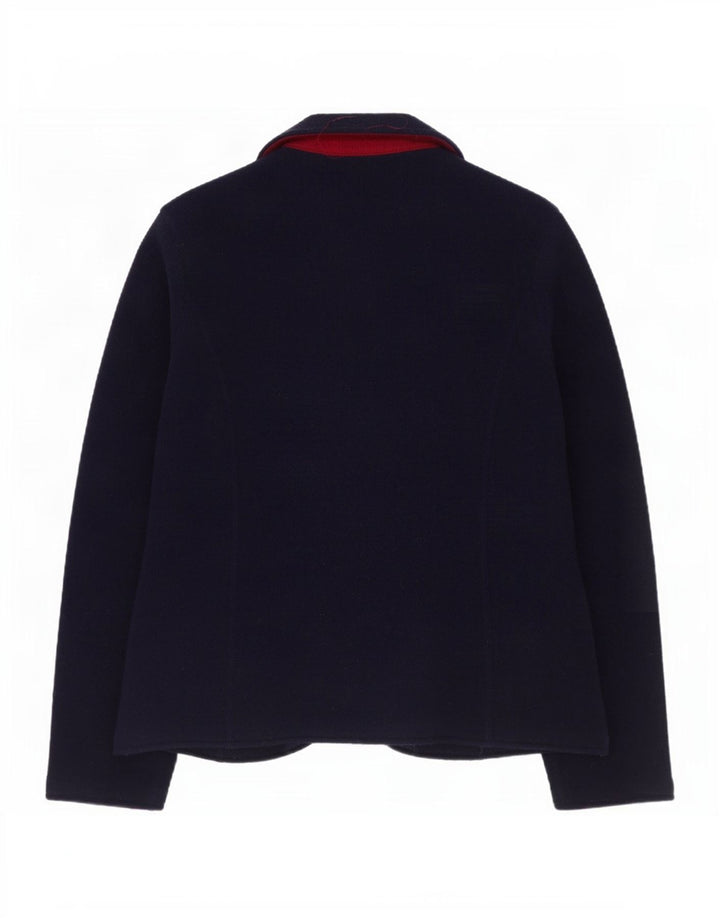 Laura Ashley Jaqueta blazer feminina de malha com 3 botões Reino Unido 12 médio azul marinho
