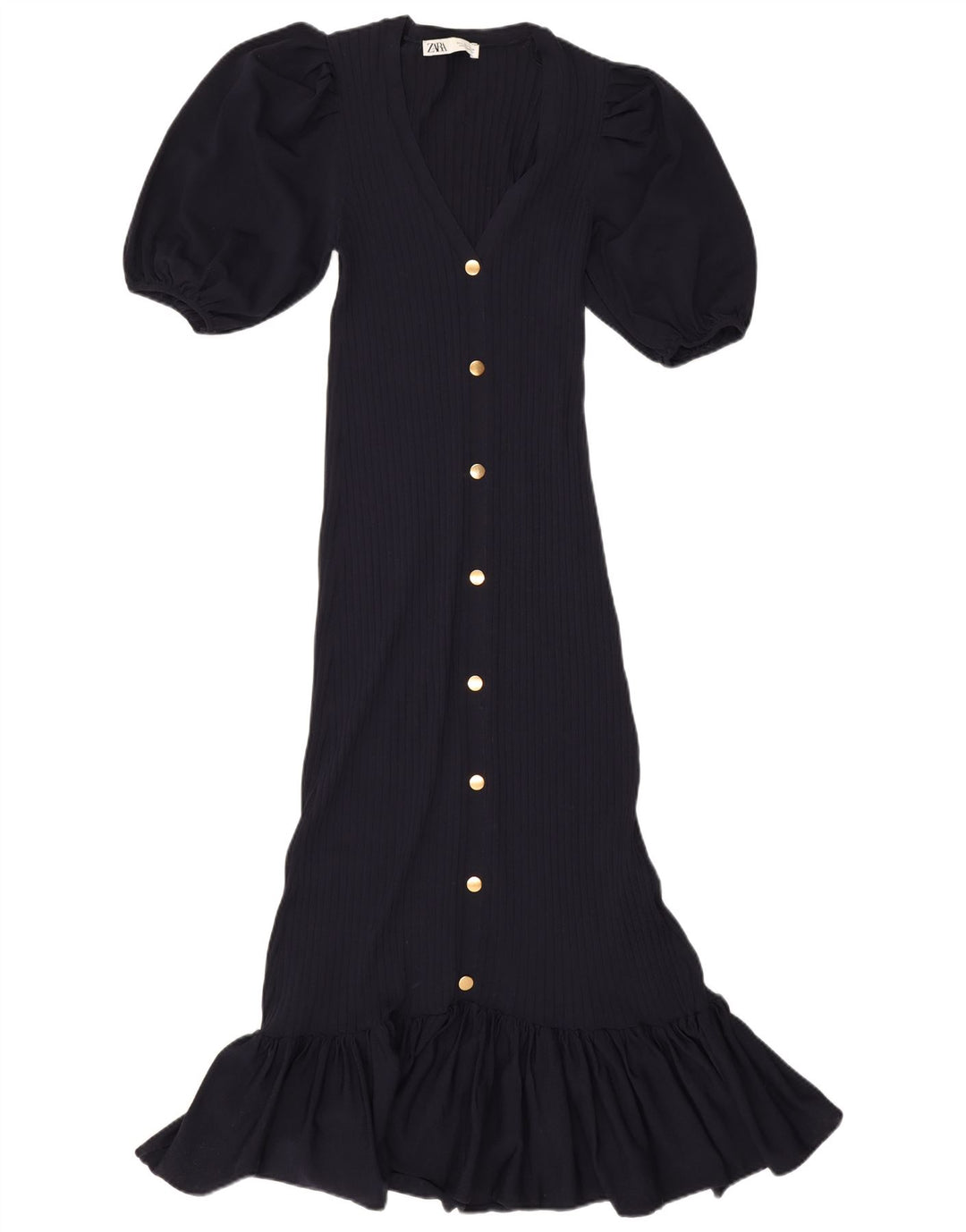 Vestido maxi feminino Zara Reino Unido 12 médio azul marinho poliamida