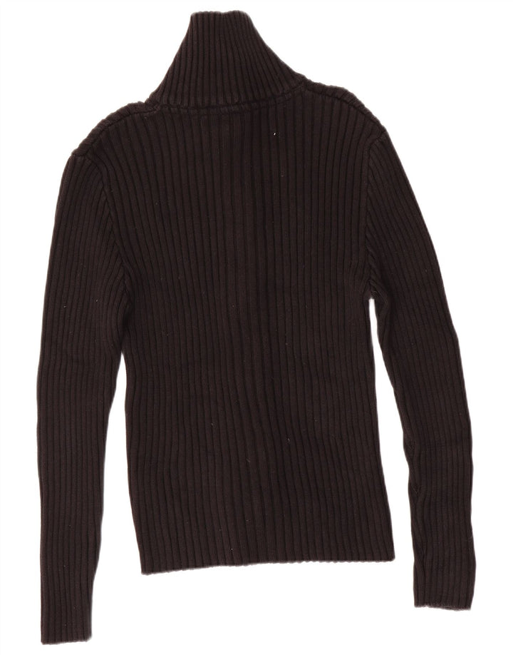 Suéter cardigã feminino Sasch Reino Unido 16 grande algodão preto