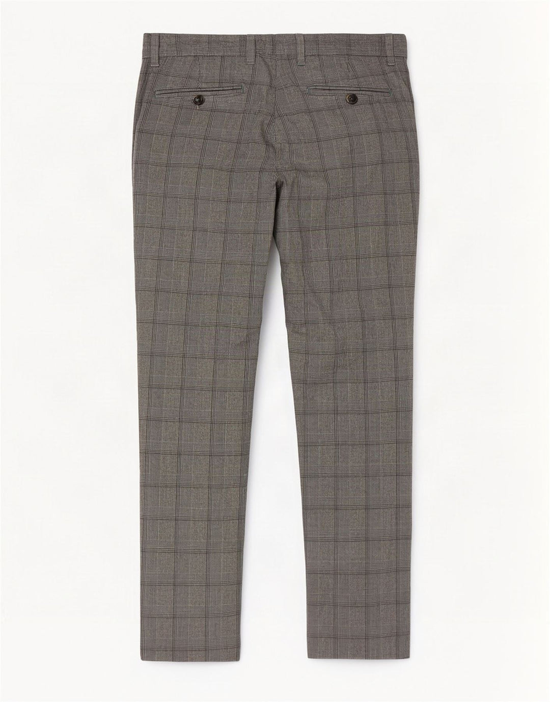 Calça casual slim masculina Ted Baker W32 L31 poliéster xadrez cinza