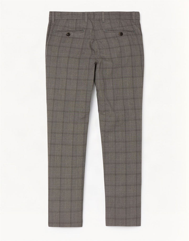 Calça casual slim masculina Ted Baker W32 L31 poliéster xadrez cinza
