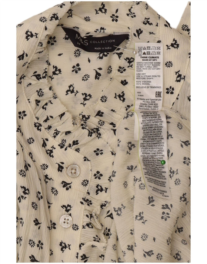 Blusa feminina Marks & Spencer grande tamanho UK 14 grande off white floral