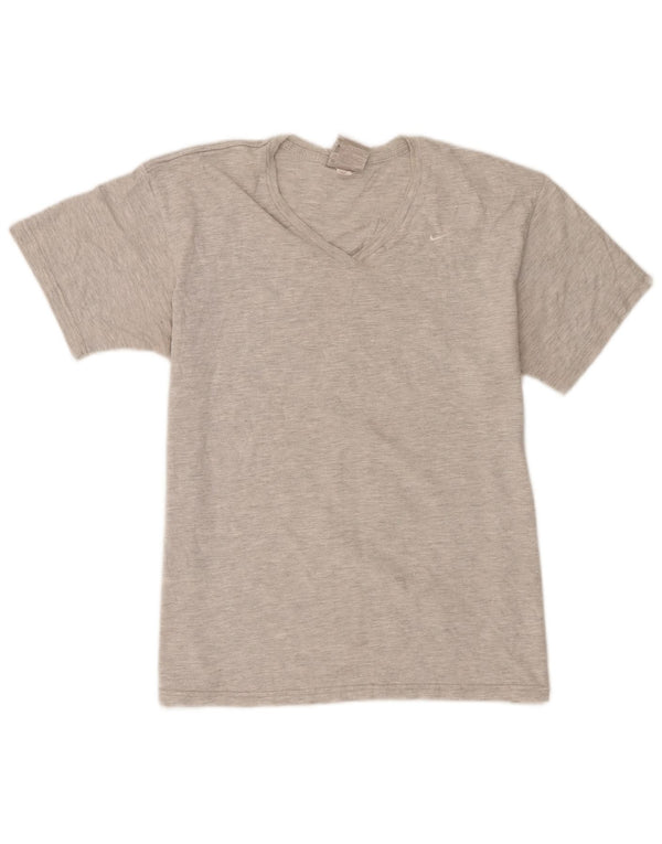 Camiseta feminina Nike US 12/14 grande algodão manchado cinza
