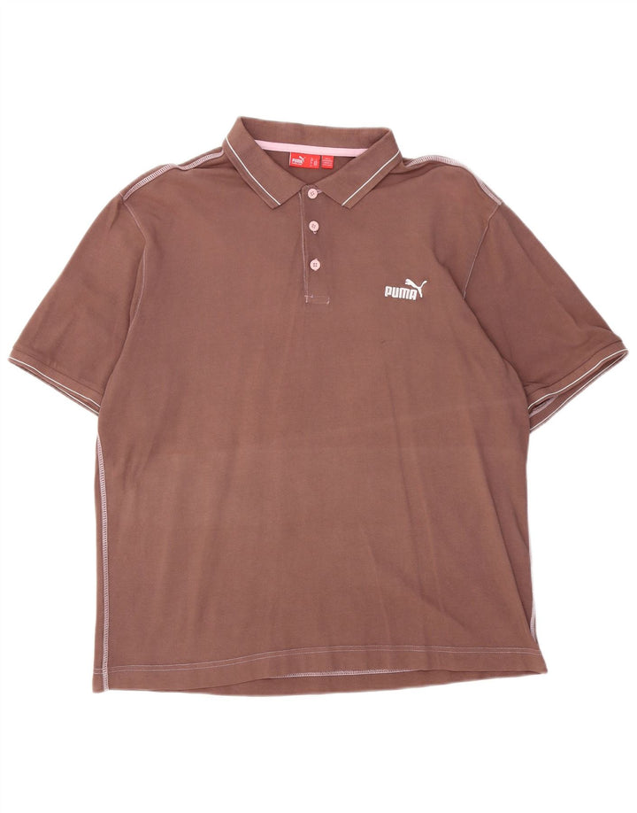 Camisa polo masculina Puma grande algodão marrom