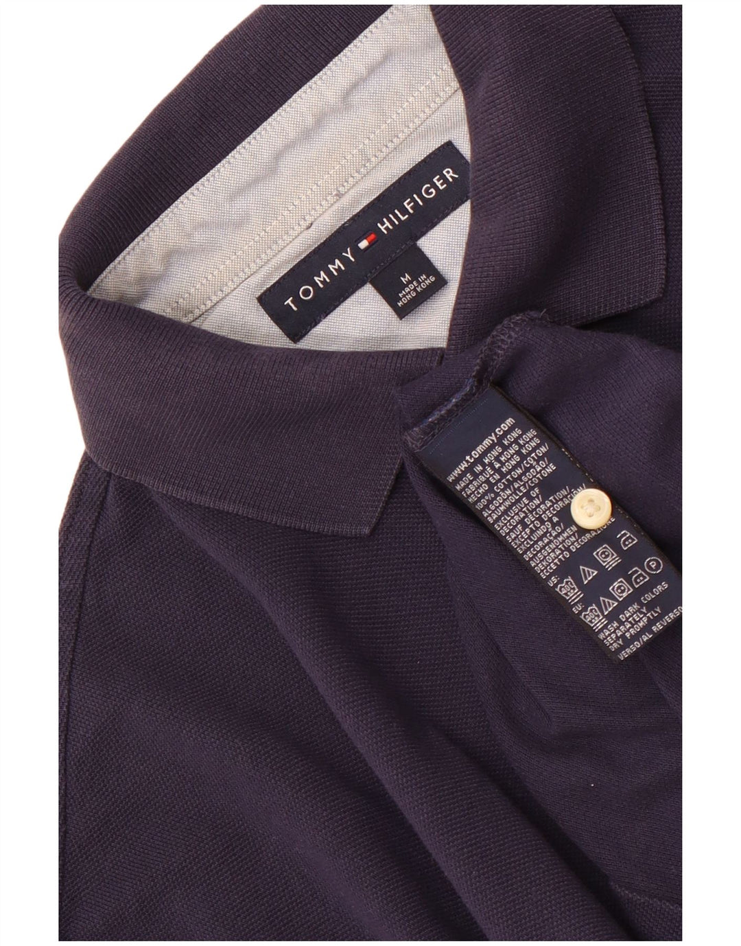 Camisa polo masculina Tommy Hilfiger média algodão azul marinho