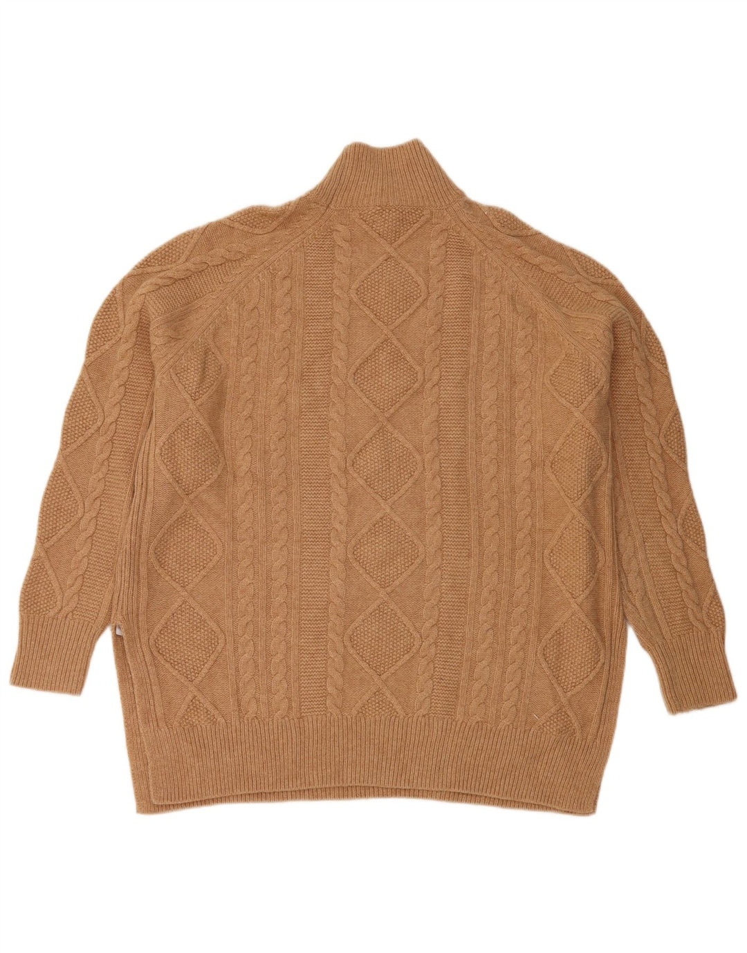 Suéter feminino Reiss com gola tartaruga grande, Reino Unido 14, lã marrom médio
