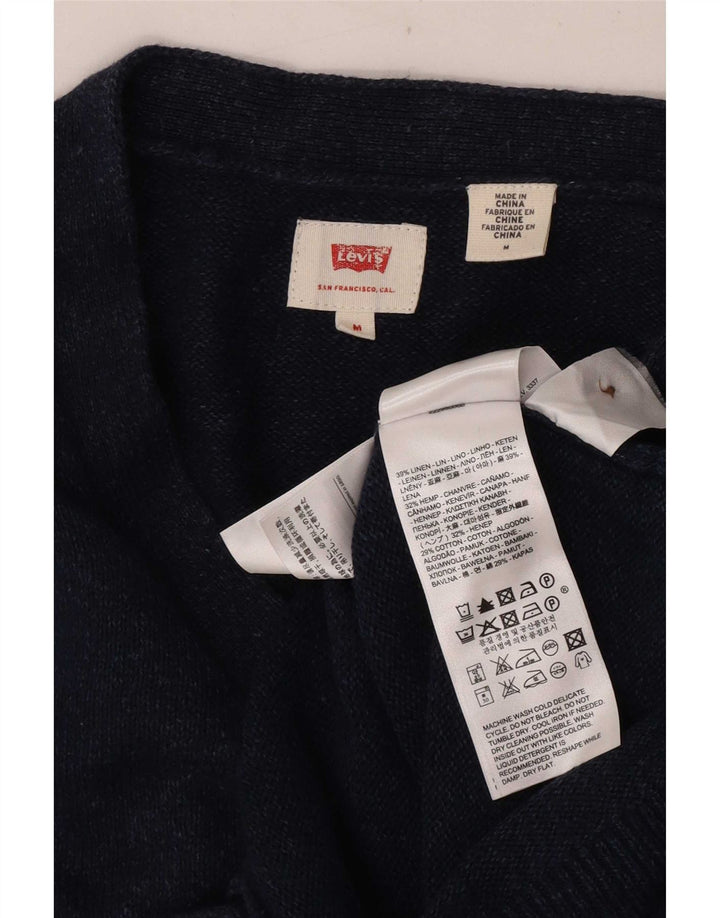 Suéter cardigã masculino Levi's médio linho azul marinho