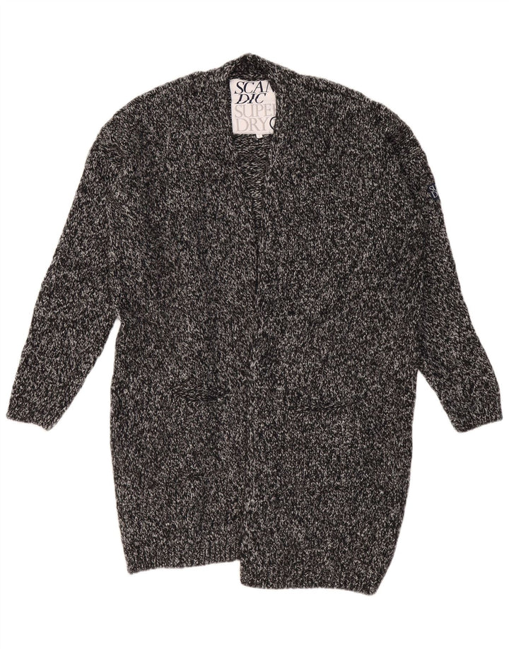 Suéter cardigã feminino oversized com palangre SUPERDRY Reino Unido 18 XL cinza manchado