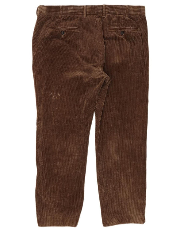 Calça masculina reta de veludo cotelê Marks & Spencer W38 L29 algodão marrom