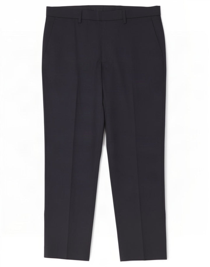 Calça masculina de terno regular Marks & Spencer W36 L31 azul marinho poliéster