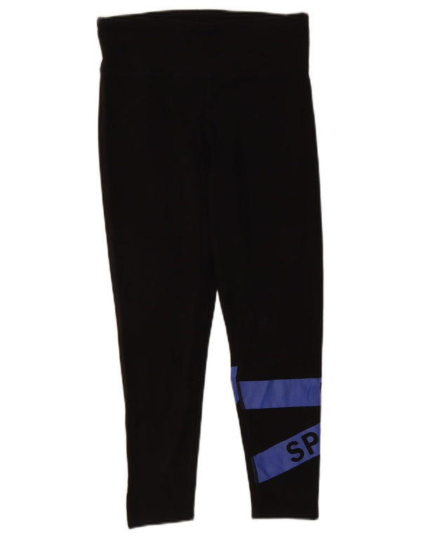 Leggings femininas Dkny com corte gráfico Reino Unido 12 algodão colorblock preto médio