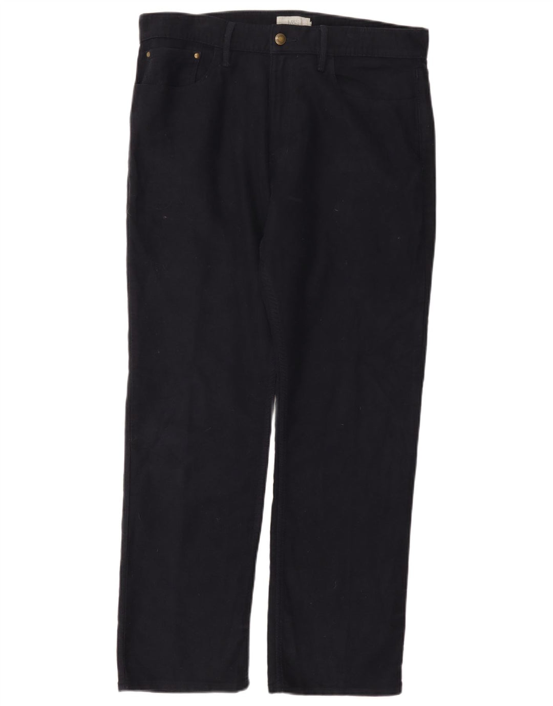 Calça masculina regular reta casual Marks & Spencer W34 L29 azul marinho