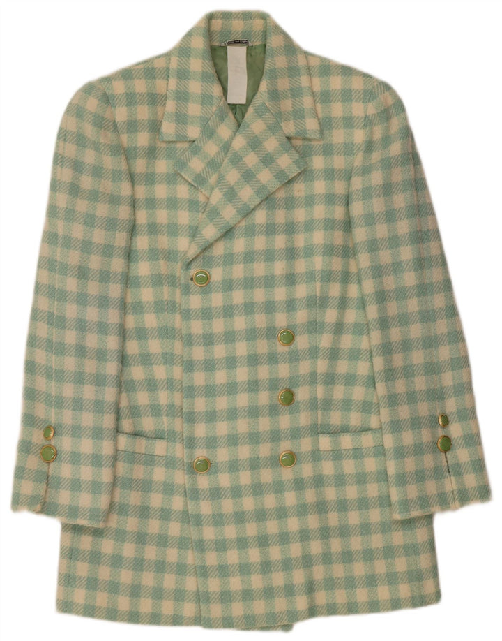 Casaco feminino Istante com peito duplo UK 14 xadrez verde médio