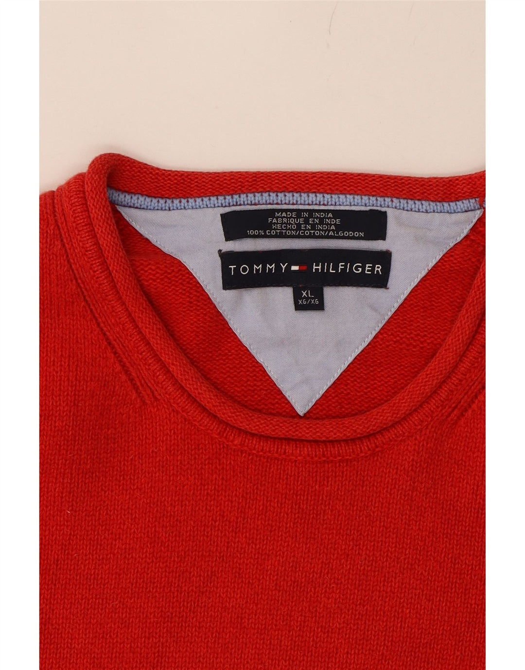 TOMMY HILFIGER Mens Crew Neck Jumper Sweater XL Red Cotton Vintage Tommy Hilfiger and Second-Hand Tommy Hilfiger from Messina Hembry 