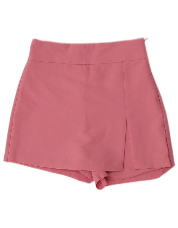 Zara Shorts feminino cintura alta casual médio W28 poliéster rosa