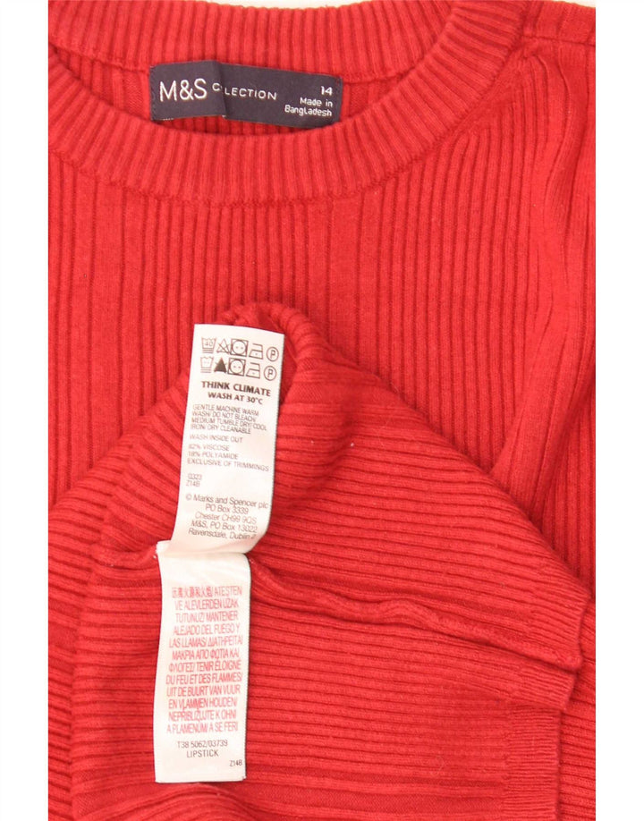 Suéter feminino Marks & Spencer com gola redonda Reino Unido 14 viscose vermelha média