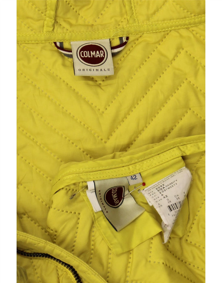 COLMAR Womens Hooded Padded Jacket IT 42 Small Yellow Polyester Vintage Colmar and Second-Hand Colmar from Messina Hembry 