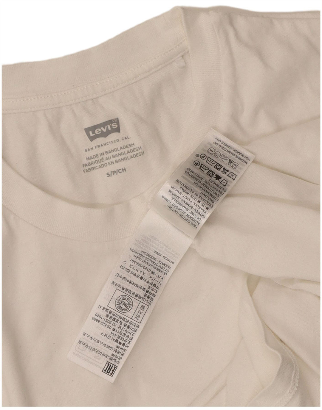 Camiseta feminina LEVI'S UK 10 pequena algodão branco